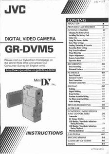 JVC GR DVM 5 manual. Camera Instructions.